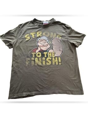 Popeye Olive Green Short Sleeve Tee with Graphic Print